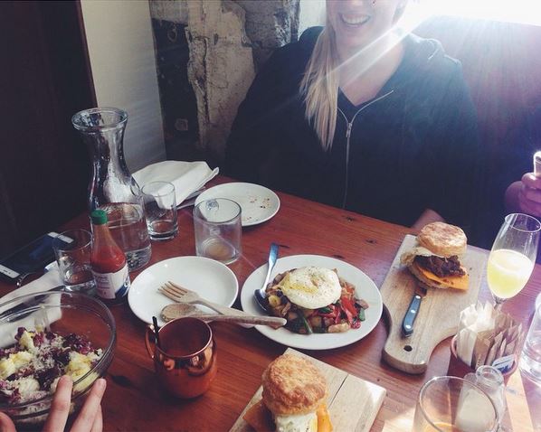 Grabbing brunch in Portland with friends while I was visiting from Seattle in January 2015.